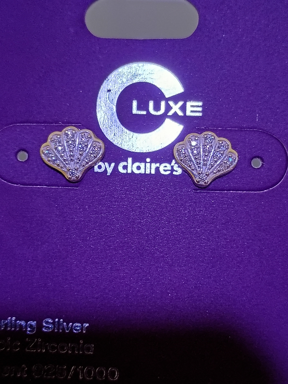 Sterling Shell With Cubic Zirconia Studs